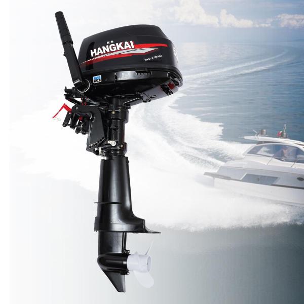 HANGKAI Outboard Motor, 6 HP 2-Stroke Outboard Motor Tiller Shaft Inflatable Fishing Boat Marine Engine Water Cooling CDI System